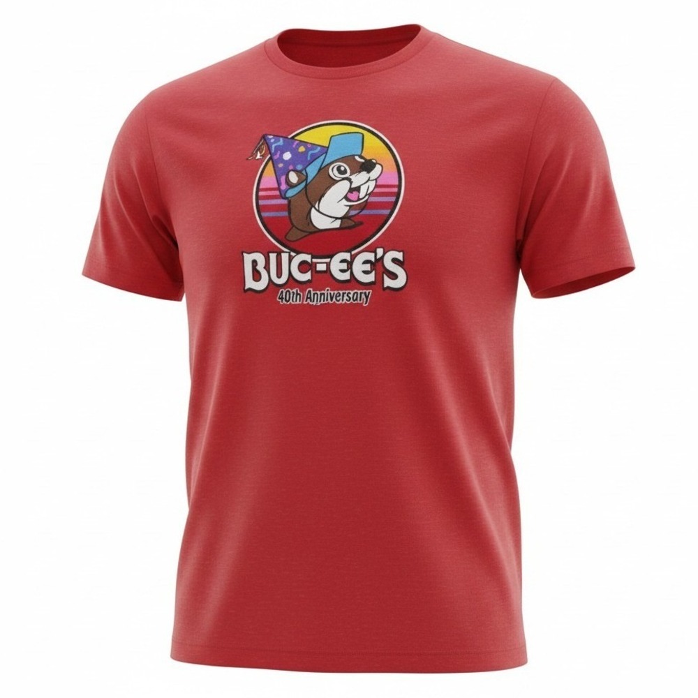 Buc-ee's T-Shirt Adult L Large Red 40th Anniversary Party Like It's 1982 Graphic